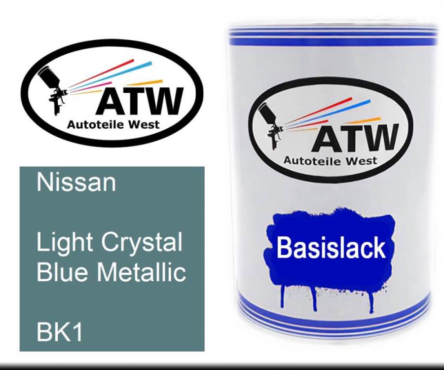 Nissan, Light Crystal Blue Metallic, BK1: 500ml Lackdose, von ATW Autoteile West.